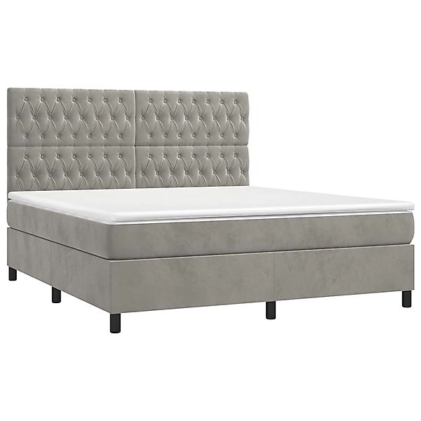 vidaXL Boxspringbett mit Matratze & LED Hellgrau 180x200 cm Samt 3136317 günstig online kaufen