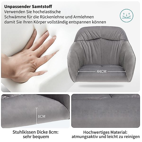 i@home Esszimmerstuhl Polsterstuhl mit Metallbeine, Samt günstig online kaufen