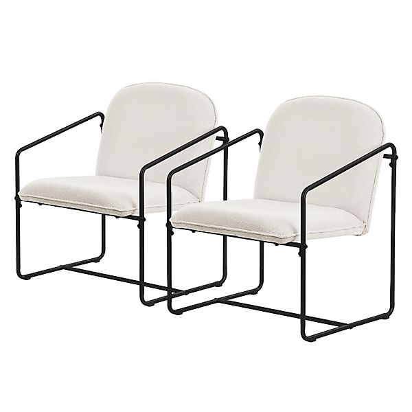 ML-Design 2Er Set Beige Relaxsessel mit Weichem Bezug Schwarz gestell günstig online kaufen