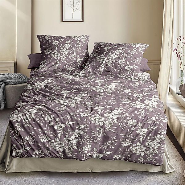 Irisette Flausch Cotton Bettwäsche Zobel 8558-70 Blumen Beere 135x200 günstig online kaufen