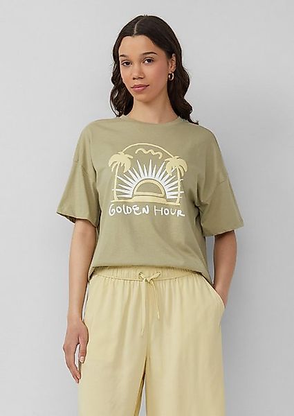 QS Kurzarmshirt Baumwollshirt mit Frontprint günstig online kaufen