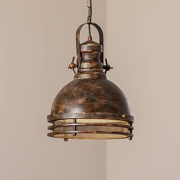 Hängeleuchte Saglam, 1-flammig, altmessing, Ø 30 cm, Metall günstig online kaufen