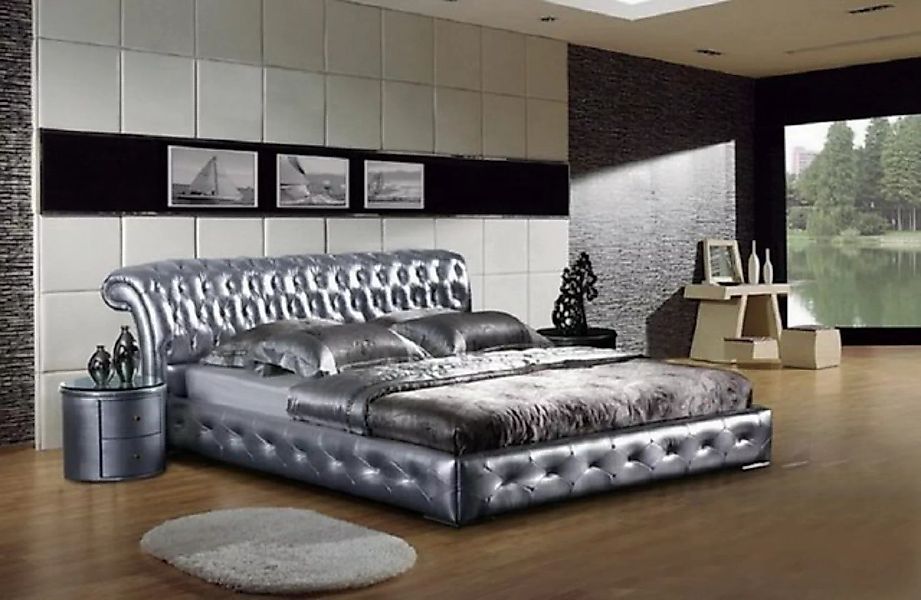 JVmoebel Bett Leder Bett Polster Design Luxus Doppel Hotel Schlaf Zimmer Be günstig online kaufen