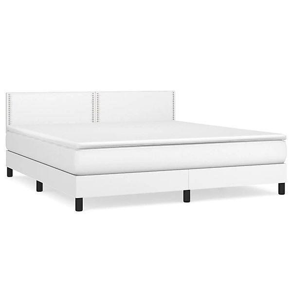vidaXL Boxspringbett mit Matratze Weiß 160x200 cm Kunstleder1370972 günstig online kaufen
