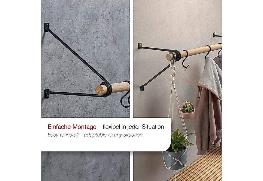 SO-TECH® Wandgarderobe 260 x 250 mm mit Ø 30 mm Kleiderstange aus Holz (Spa günstig online kaufen