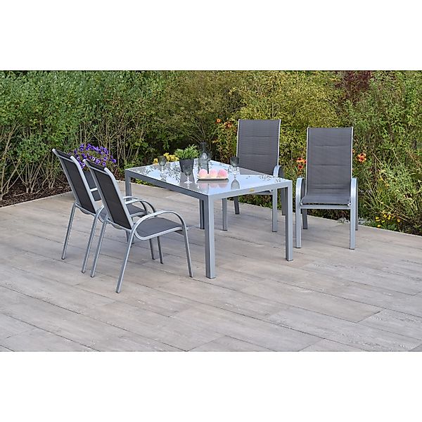 Merxx Amalfi di Lusso Set 5-tlg 4 Stapelsessel Gartentisch 150 x 90 cm Anth günstig online kaufen