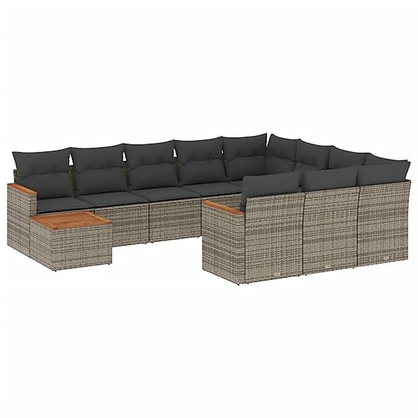 vidaXL 11-Tlg Garten-Sofagarnitur mit Kissen Grau Poly Rattan 3226368 günstig online kaufen