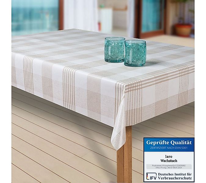 laro Tischdecke Wachstuch-Tischdecken Abwaschbar Streifen weiss braun recht günstig online kaufen