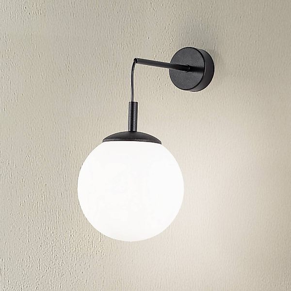 Wandleuchte Esme, weiß, Höhe 45 cm, Glas, Kugel, E27 günstig online kaufen