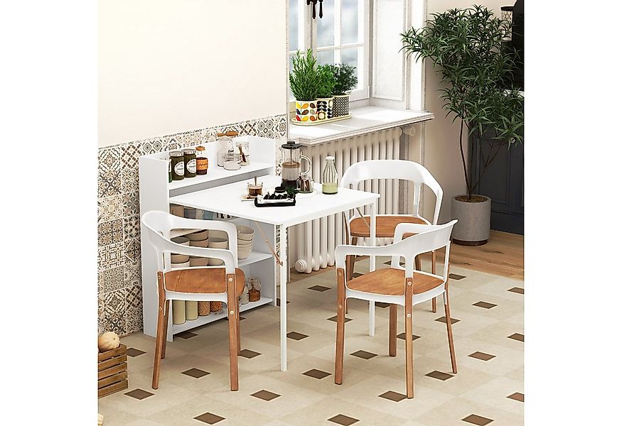 HOMCOM Klapptisch Klappbar Esstisch mit 4-stufigen Regalen für 3 Personen ( günstig online kaufen