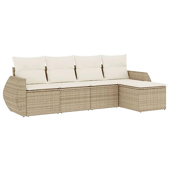vidaXL 5-Tlg Garten-Sofagarnitur mit Kissen Beige Poly Rattan 3221287 günstig online kaufen