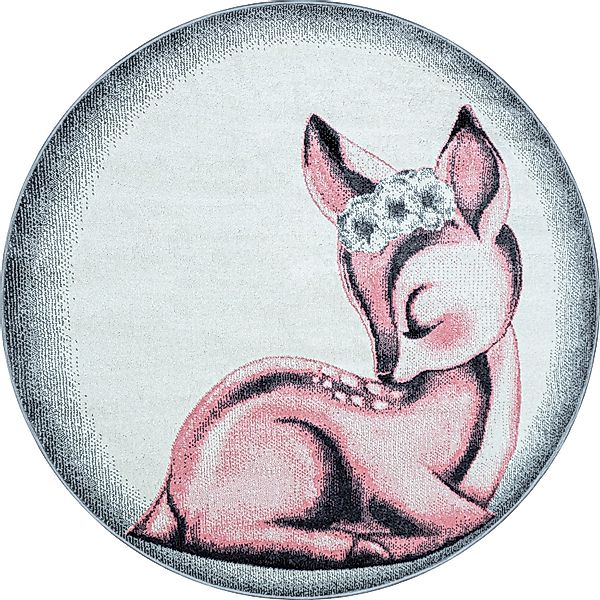 Ayyildiz Kinderteppich Bambi 850 Pink 120 cm Rund günstig online kaufen