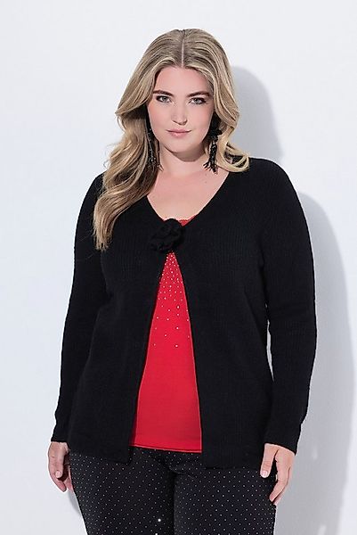 MIAMODA Strickjacke Strickjacke Straight Fit 3D-Rose als Verschluss günstig online kaufen