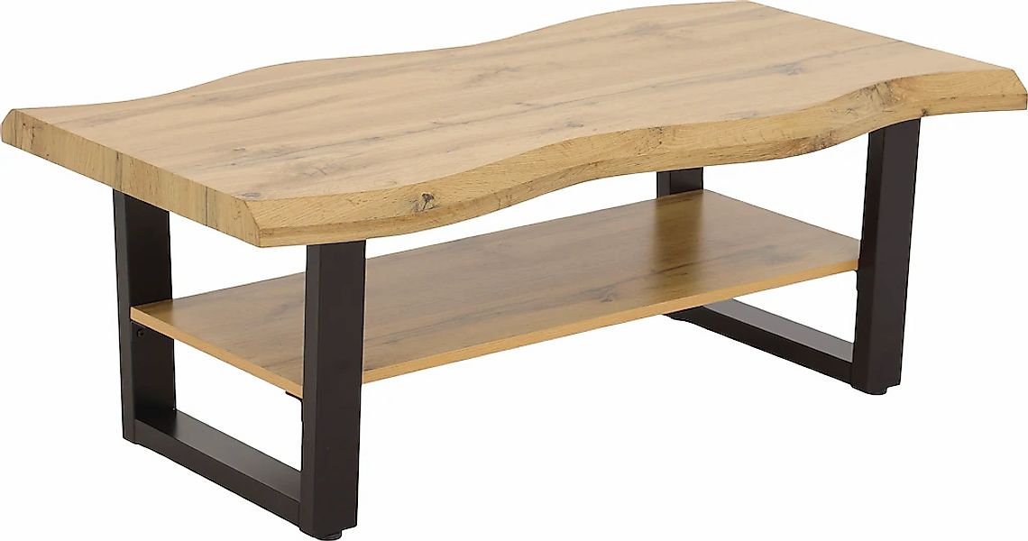 HELA Couchtisch "GABRIEL" Ablageboden; Baumkantenoptik; U-Gestell günstig online kaufen
