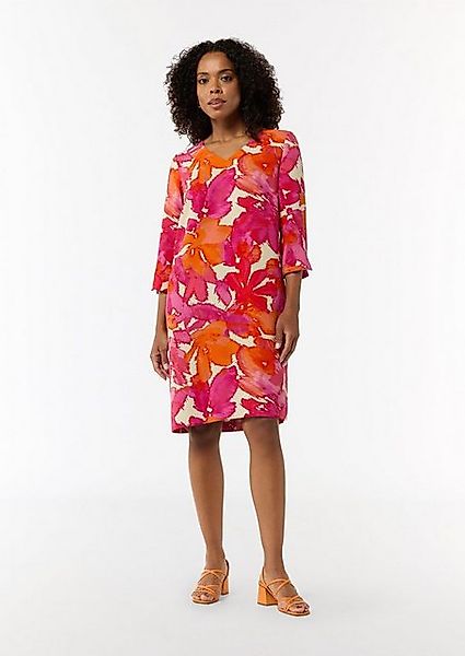 Comma Minikleid Crêpe-Kleid (1-tlg) V-Ausschnitt, 3/4-Arm, Blumenmuster günstig online kaufen