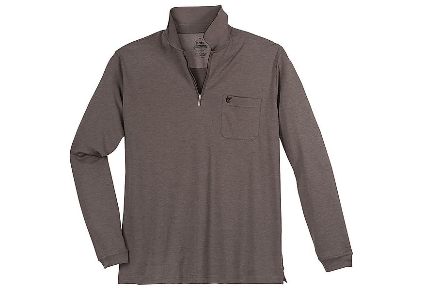 Hajo Langarm-Poloshirt Hajo Zipper Langarm-Poloshirt XXL taupe melange günstig online kaufen