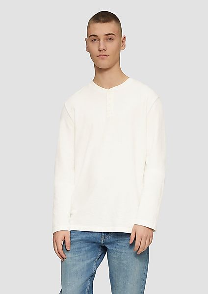 QS Langarmshirt Gewaschenes Henley-Longsleeve in Strukturjersey günstig online kaufen