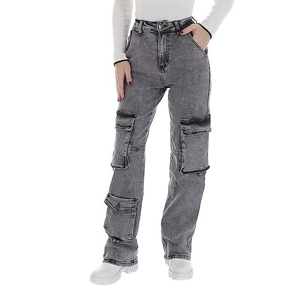 Ital-Design Cargojeans Damen Freizeit (87543208) Used-Look Stretch High Wai günstig online kaufen