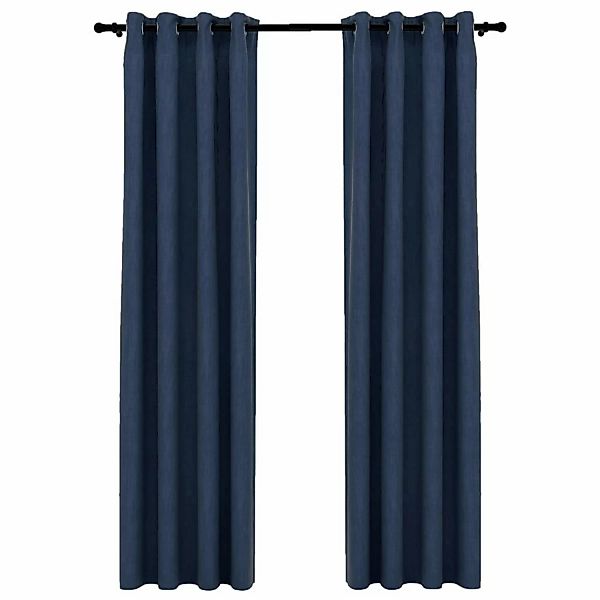 Verdunkelungsvorhänge Ãsen Leinenoptik 2 Stk. Blau 140x225 Cm günstig online kaufen