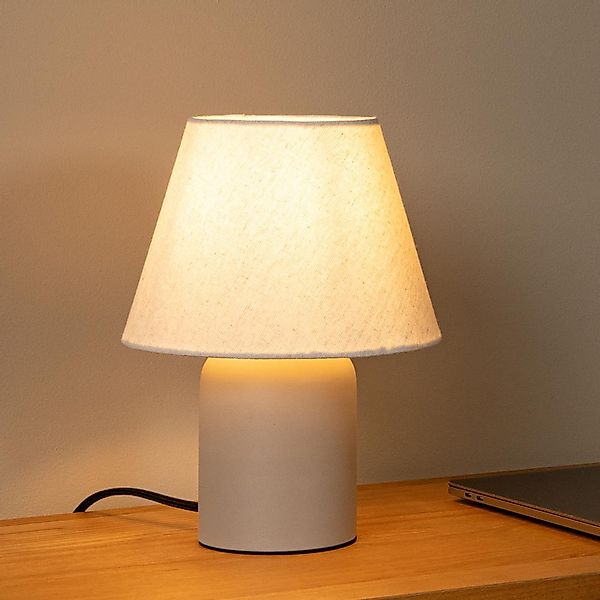 Tischlampe Macia, beige/naturfarben Höhe 27 cm Keramik/Stoff günstig online kaufen