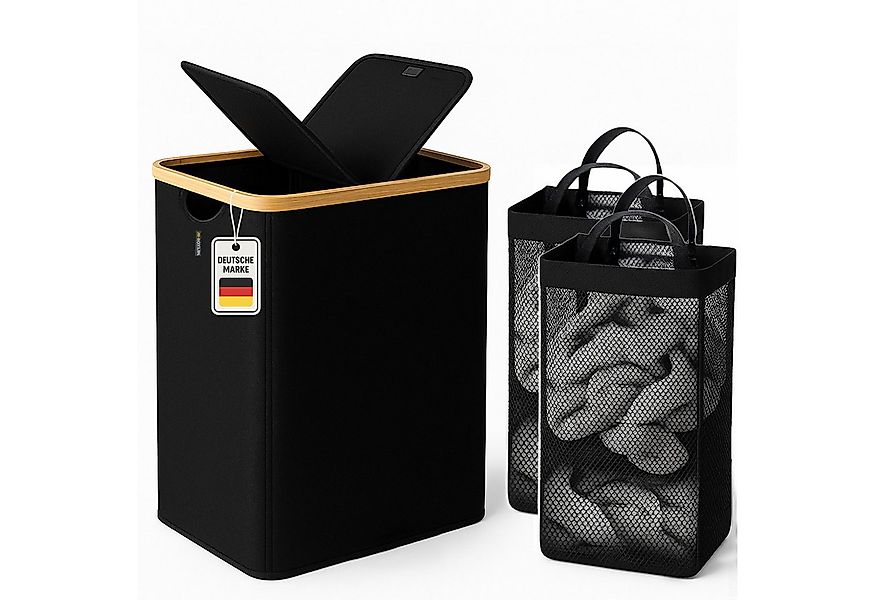 Roxlin Wäschekorb Wäschekorb 150L mit Deckel & 2 Taschen, faltbar & wasserd günstig online kaufen