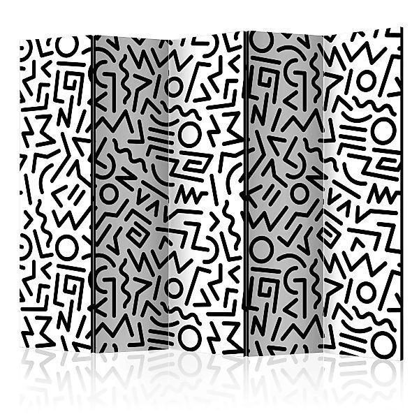 5-teiliges Paravent - Black And White Maze Ii [room Dividers] günstig online kaufen