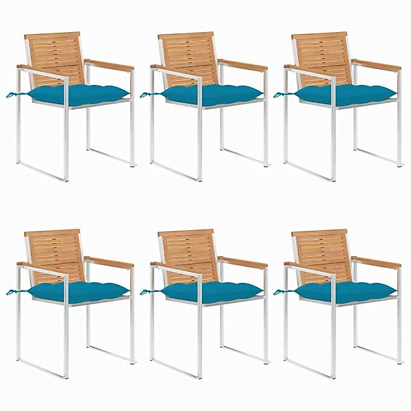 Gartenstühle 6 Stk. Mit Kissen Massivholz Teak günstig online kaufen