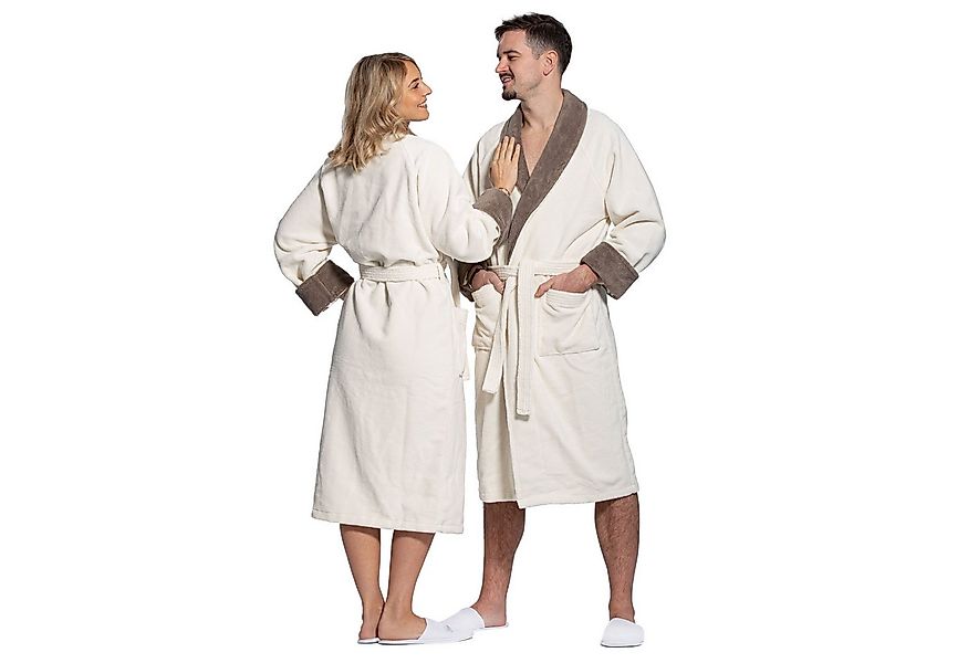 ZOLLNER Unisex-Bademantel, 50% Bambus-Viskose, 50% Baumwolle, Bindegürtel, günstig online kaufen