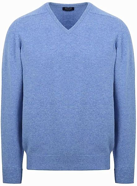 William Lockie V-Auschnitt Pullover Lammwolle Surf Mid Blue - Größe M günstig online kaufen