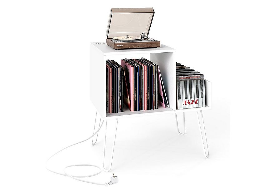 COSTWAY Beistelltisch, mit Ladestation, Plattenspielerständer mit Trennwänd günstig online kaufen