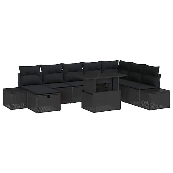 vidaXL Garten-Sofa-Set 11-Tlg Schwarz Poly Rattan 3359900 günstig online kaufen