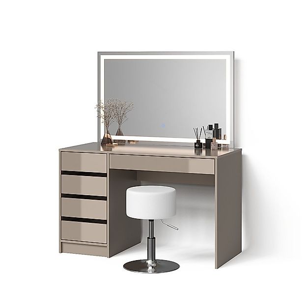 Livinity® Schminktisch Imola, Greige, mit LED-Spiegel und Hocker (2-St) günstig online kaufen