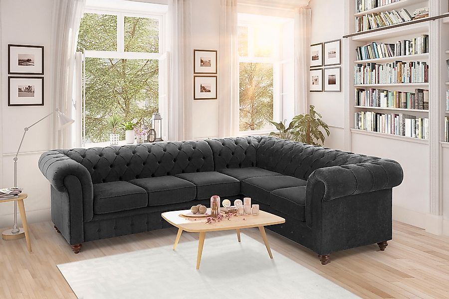 Home affaire Chesterfield-Sofa »Duc Ecksofa L-Form«, hochwertige Knopfheftu günstig online kaufen