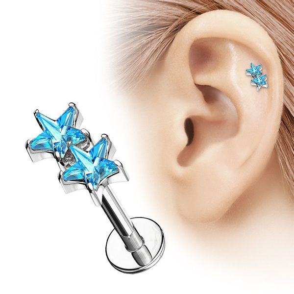 Taffstyle Piercing-Set Tragus Labret Kristall Doppel günstig online kaufen