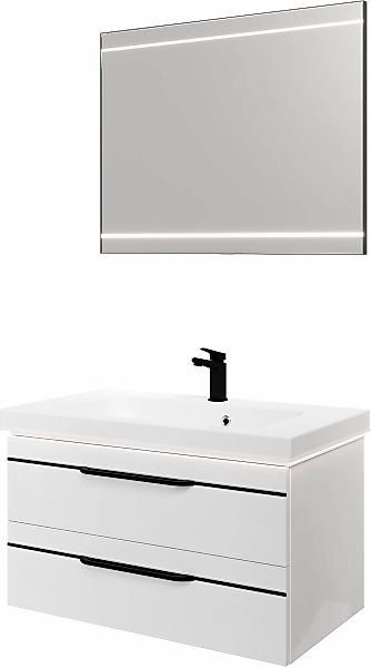 Saphir Badmöbel-Set "Balto 2-teilig Mineralmarmor-Waschtisch mit LED-Spiege günstig online kaufen
