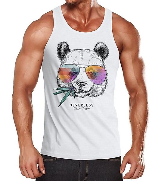 Neverless Tanktop Herren Tank-Top Panda Bär Aufdruck Tiermotiv mit Sonnenbr günstig online kaufen