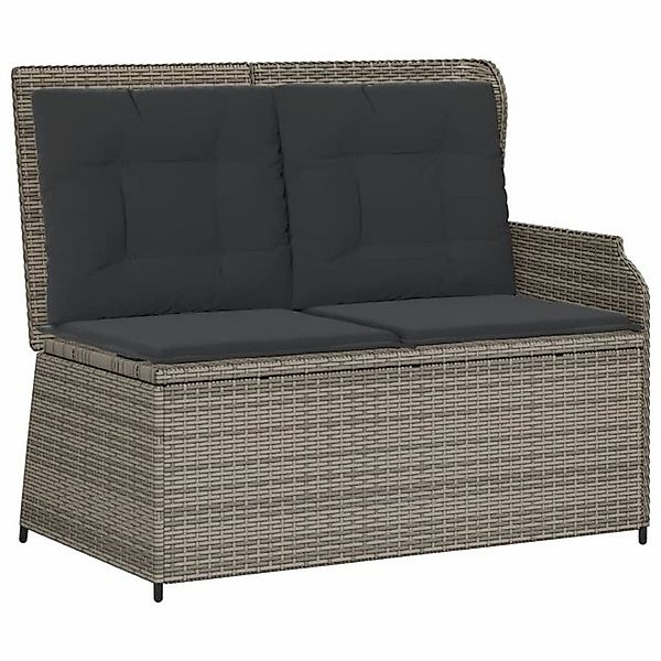 vidaXL Loungesofa Gartenbank Verstellbar mit Kissen Grau Poly Rattan, 1 Tei günstig online kaufen