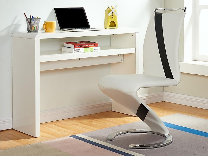 Stuhl Freischwinger 6er-Set - Kunstleder - Weiß & Schwarz - TWIZY günstig online kaufen