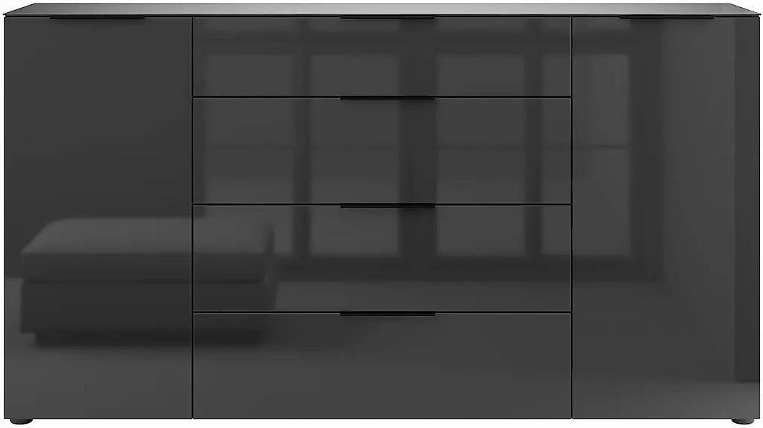 Manjana Möbel Sideboard "Style" mit Metallgriffen & Glasfront, Soft-Close, günstig online kaufen