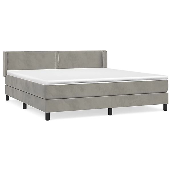 vidaXL Boxspringbett mit Matratze Hellgrau 160x200 cm Samt 3130907 günstig online kaufen