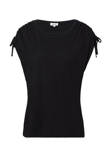 s.Oliver Kurzarmshirt T-Shirt T-Shirt mit Flammgarnstruktur günstig online kaufen