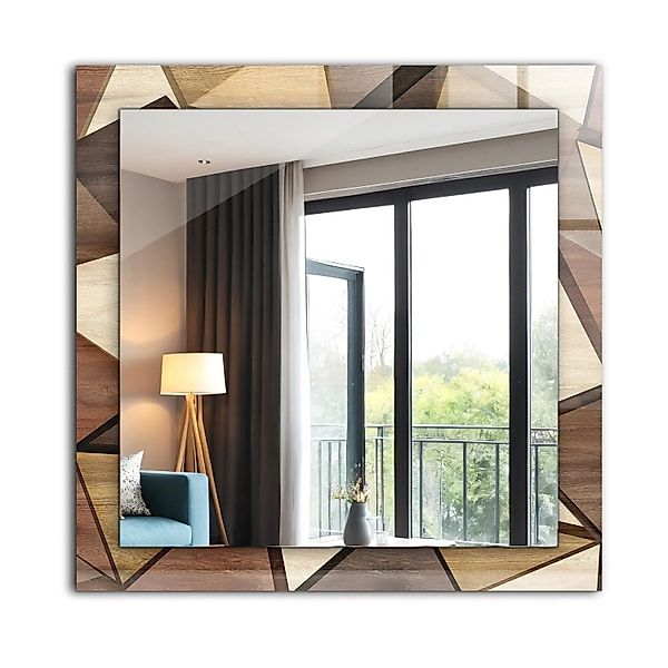 Tulup Spiegel mit Motivdruck Geometrische Holzmuster 60x60 cm Rechteckig Sp günstig online kaufen