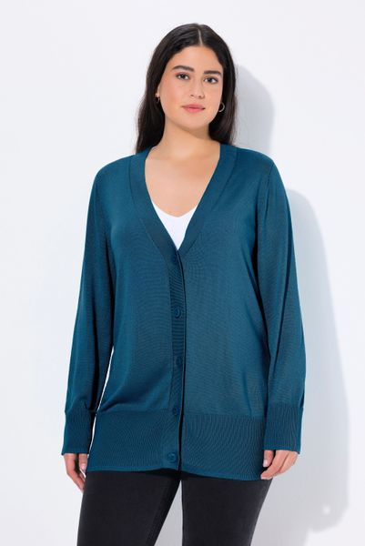 Ulla Popken Strickjacke Strickjacke V-Ausschnitt Knopfleiste günstig online kaufen