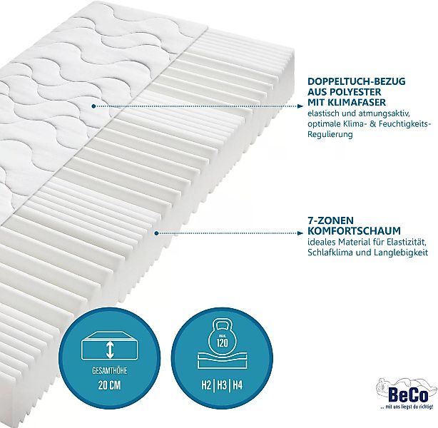 Beco Komfortschaummatratze »Meria Deluxe«, 20 cm cm hoch, Raumgewicht: 28 k günstig online kaufen