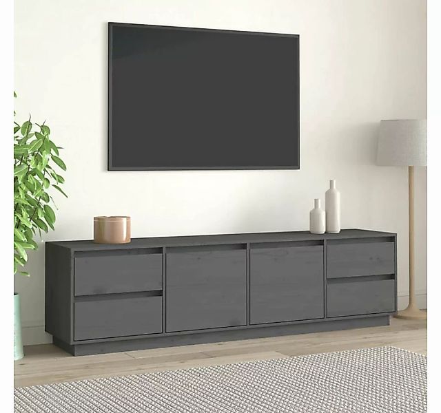 furnicato TV-Schrank Grau 176x37x47,5 cm Massivholz Kiefer günstig online kaufen