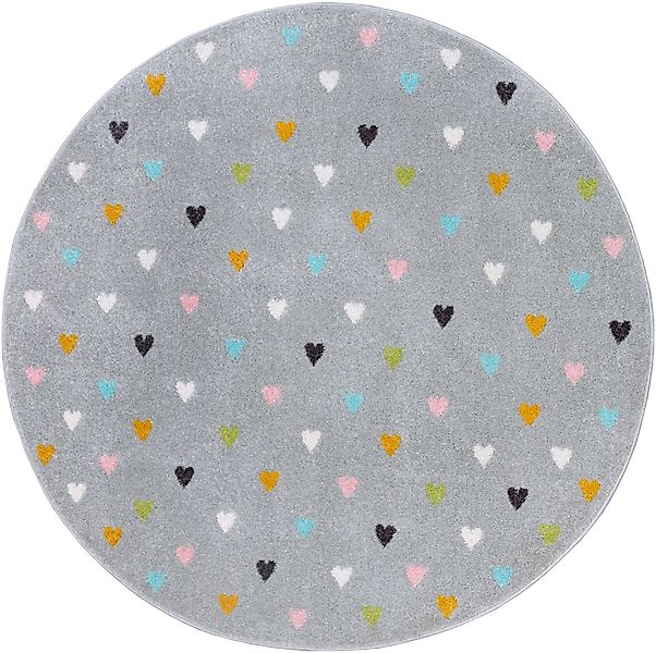 HANSE Home Kinderteppich "Adventures Little Hearts" rund 7 mm Höhe Spieltep günstig online kaufen