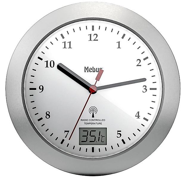 Mebus Wanduhr Funk Wanduhr 41124 (Badezimmer-/Feuchtraum geeignet) günstig online kaufen