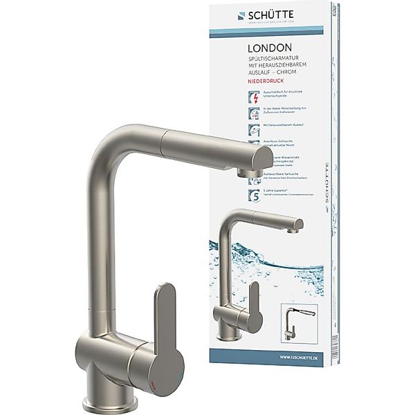 Schütte Spültischarmatur London Niederdruck, 360° schwenkbarer Wasserhahn, günstig online kaufen