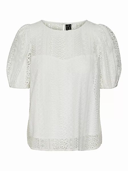 VERO MODA Spitzenverziertes Bluse Mit Kurzen Ärmeln Damen White günstig online kaufen
