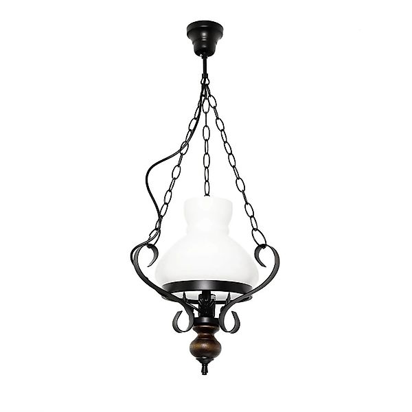 EASYLIGHT Pendelleuchte Rustikal 32 cm Breit Glas Holz Metall günstig online kaufen
